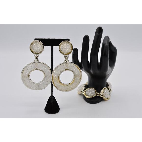 Edouard Rambaud Vintage Set Clip On Earrings Rock Candy Earrings Bracelet BinZ - Picture 1 of 12